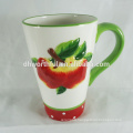 Decorative hand painting ceramic tea mug with apple pattern